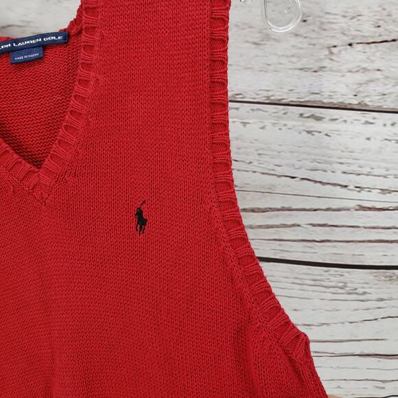 Ralph Lauren Red Knit 100%Cotton Golf Sweater Vest Size Large - Picture 5 of 12